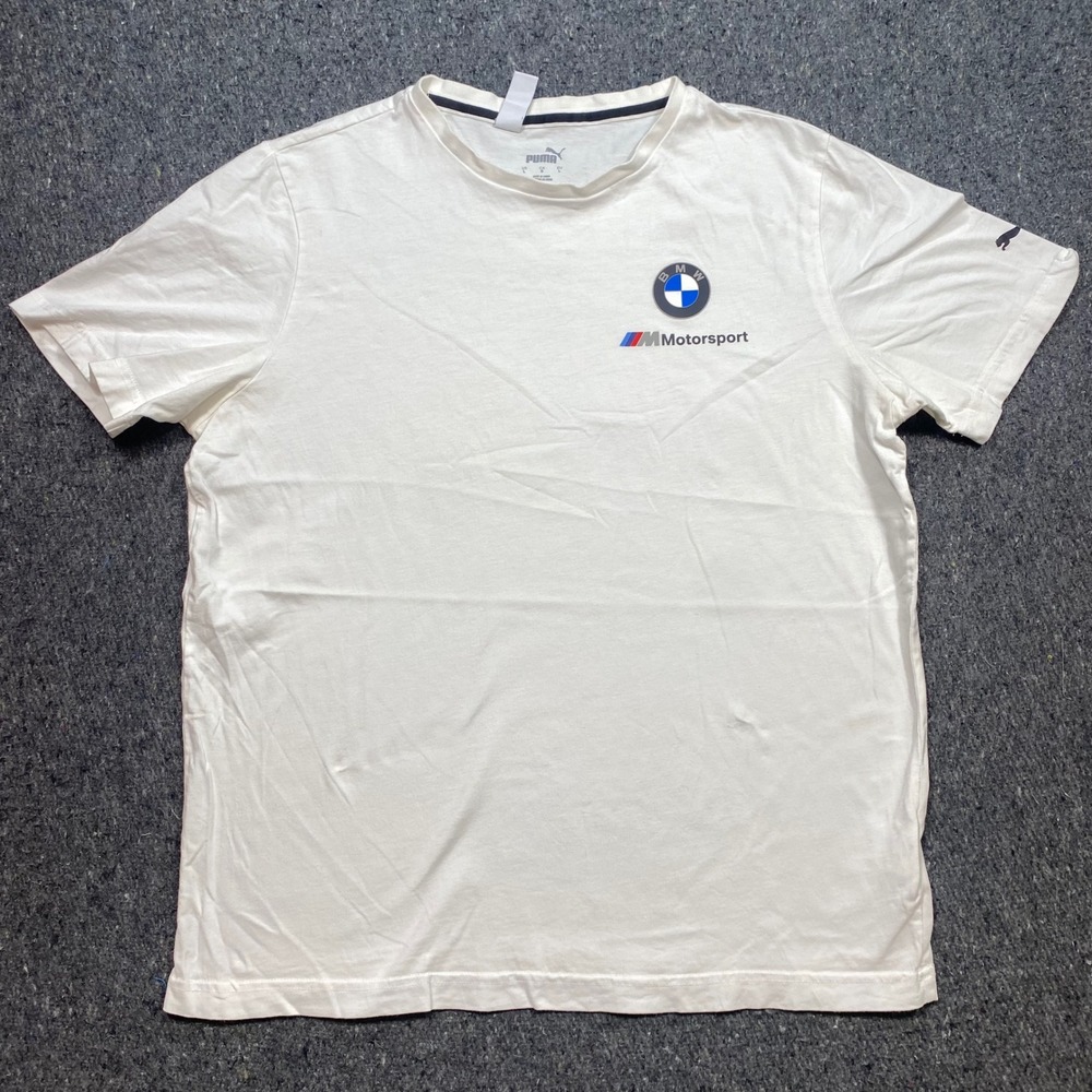 Puma BMW Motorsport TShirt Sz L Mens White Racing Gorpcore Graphic Tee